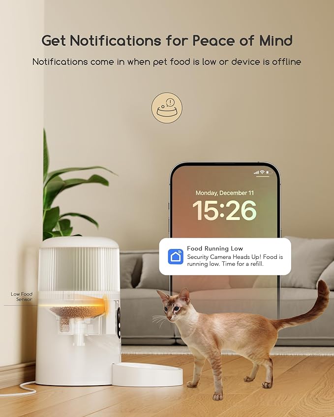 Faroro Automatic Cat Feeder with Camera, 3MP HD Video with Night Vision, 5G WiFi Cat Feeder Automatic with APP Control, 2-Way Audio, Low Food Sensor, Motion Alerts for Cats and Dogs
