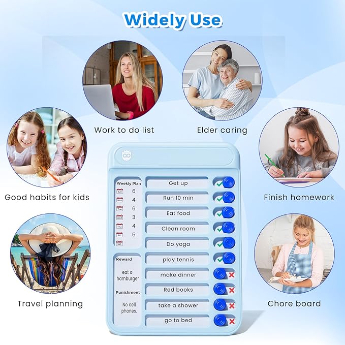 Chore Chart for Kids, Magnetic Chore Board ADHD Tools for Kids, Chore Chart for Kids Multiple Kids, Routine Chart Dry Erase Board for Kids for Habit Tracker or Daily and Weekly Checklist - Blue