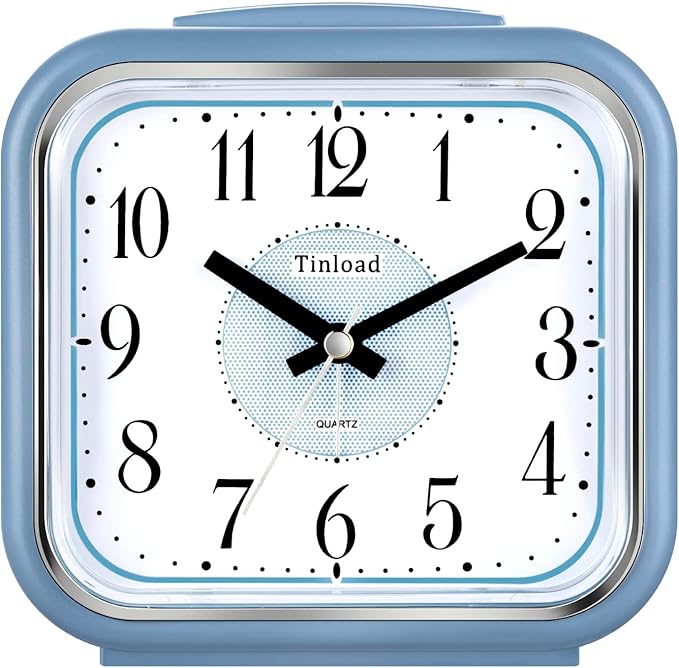 5.5" Large Analog Alarm Clock Silent Non Ticking, Gentle Wake, Beep Sounds, Increasing Volume, Battery Operated Snooze and Manual Light, Easy Set