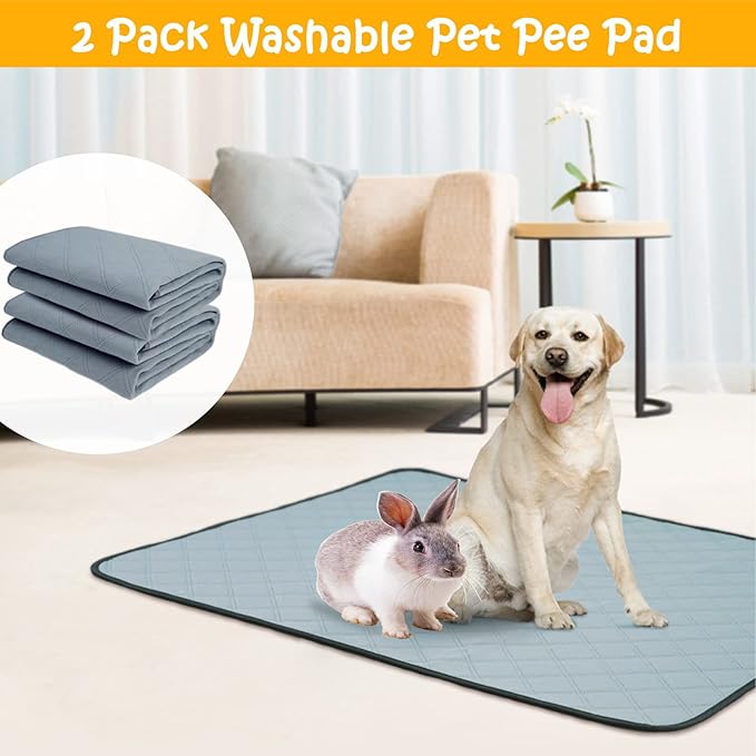 2 Pack Guinea Pig Cage Liners Washable Guinea Pig Bedding Waterproof | Super Absorbent | Non Slip | Reusable Guinea Pig Pee Pads for Small Animals Rabbit Hamster Rat - for Midwest 48" x 24"