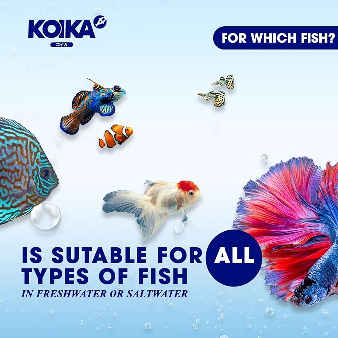 KOIKA BACM Natural Color Enhancement for Fish, Combination of Probiotic & Multi-Vitamins for Aquarium A, B6, B2, Pleasant Smell (BACM (New Formula), 30ml)