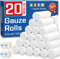 AZEN 20 Pack Gauze Rolls Bandages, 4 in x 4.1 Yards, Premium Medical Supplies & First Aid Supplies, Bandage Wrap Vet Wrap, Mummy Wraps