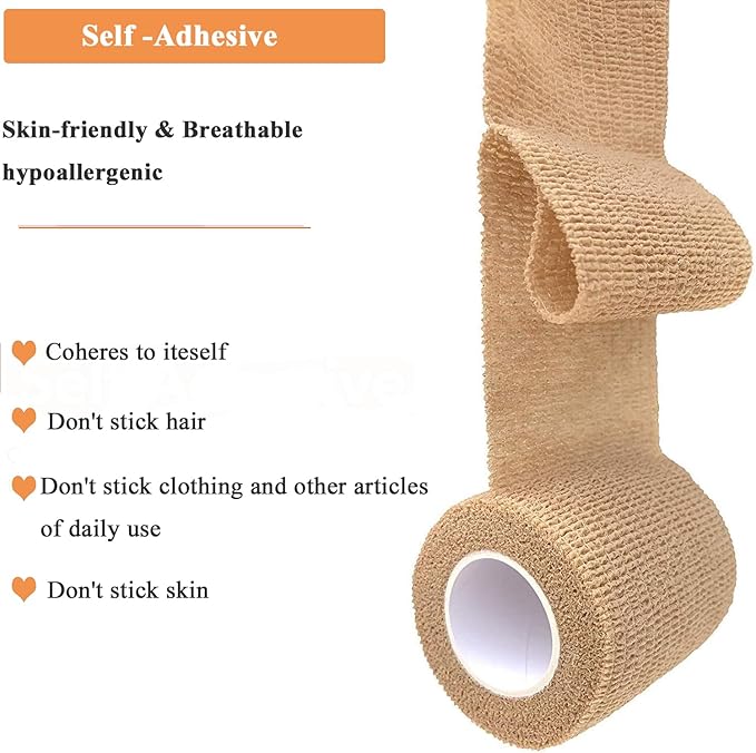 Self Adhesive Wrap 18 Rolls, Non-Woven Self Adherent Vet Wrap, (1IN+2IN+3IN) x 5Yard | Cohesive Bandage Tape for Wrist & Ankle, Elastic Grip Cover (Colorful)
