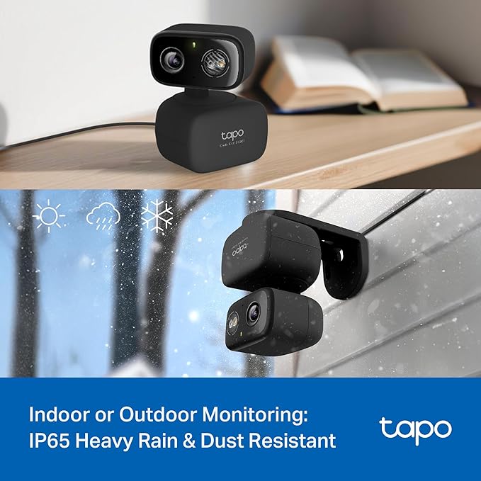 Tapo 2K 3MP Pan/Tilt Indoor/Outdoor Security Camera, Free Person/Baby Cry Detect & Track, 360° Pan, Color Night Vision, SD/Cloud Storage, Works w/Alexa & Google Home, HybridCam 360, Black (2-Pack)