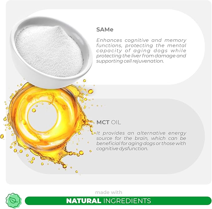 Same for Dogs - 90 Soft Chews - S-Adenosyl-L-Methionine - with MCT Oil for Better Absorption - Promotes Brain Health, Liver Support, and Cognitive Function