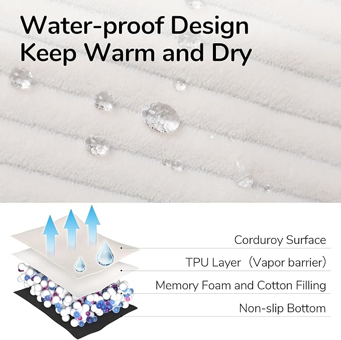 FUKUMARU Dog Couch Bed, Corduroy Cozy Cat Bed for Indoor Cats with Washable Cover, Supportive Waterproof Dog Beds Sofa for Small Dogs and Large Cats Cute, 28inch, Medium, Cream