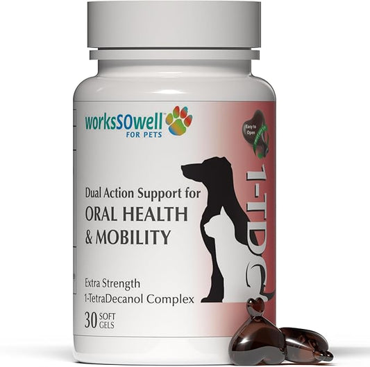 1TDC WorksSoWell Dual Action Joint Supplement for Dogs & Cats - Hip and Joint Supplement for Large Breed & Small Breed - Also Great for Oral Health - Muscle & Stamina Recovery & Arthritis - 30ct