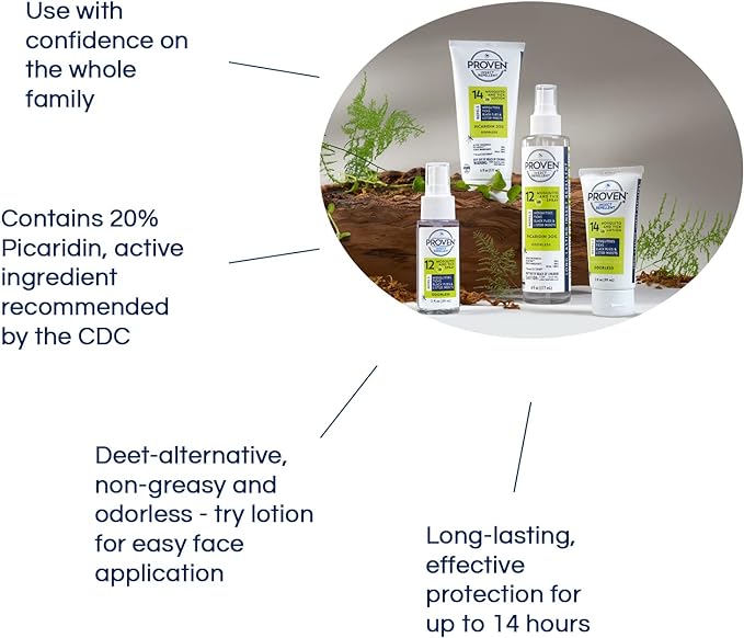 Proven Insect Repellent Spray, Keep Mosquitoes, Ticks and Flies Off, DEET Alternative Repellent, Up to 12-Hour Protection, Great for Camping or Hiking, 6 oz, Odorless Spray, 2 Pack