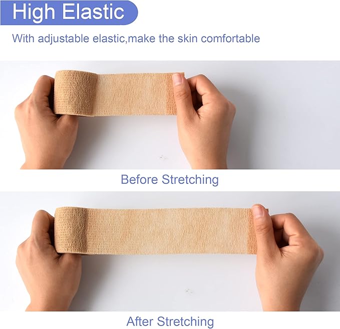 9 Pack 2" x 5 Yards Self Adhesive Bandage Wrap Self Stick Wrap for Ankle, Wrist, Finger, Sports, Breathable Cohesive Vet Tape for Pets (Multi Colors)