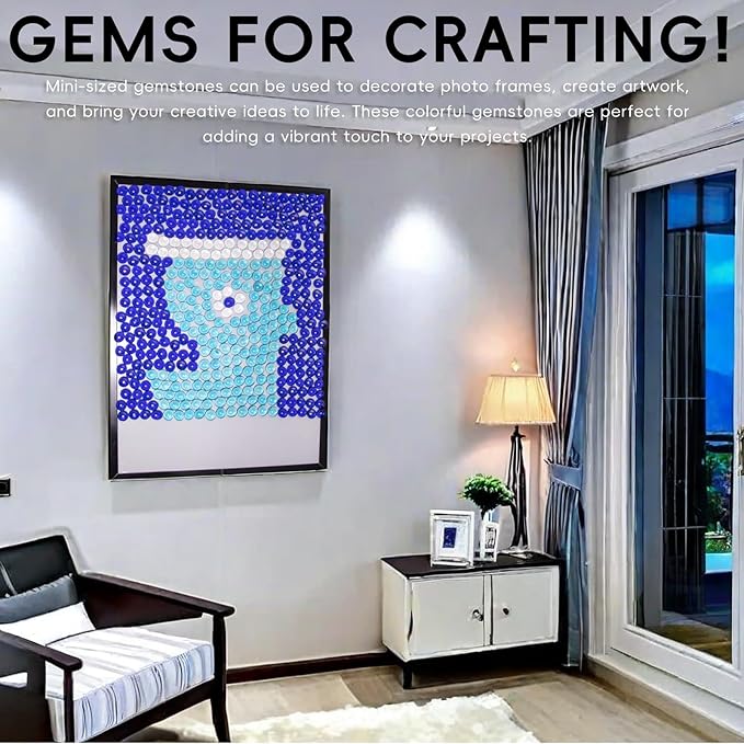 1 LB Blue Mix Color Glass Marbles, Mini Flat Glass Beads~150PCS for Vase Fillers, Floral Bottom Mancala Gems Pebbles Fish Tank Rocks for Table Aquarium,Home Decor Art Craft Supplies(0.5"~0.7")