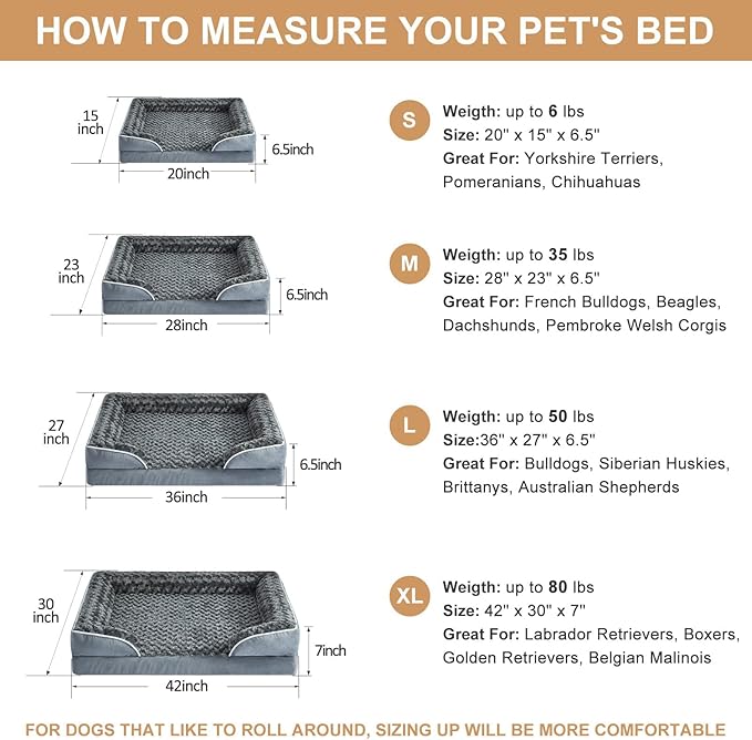 WNPETHOME Dog Beds for Large Sized Dogs, Washable Orthopedic Dog Couch Sofa Bed with Waterproof Lining & Non-Skid Bottom for Pet Sleeping