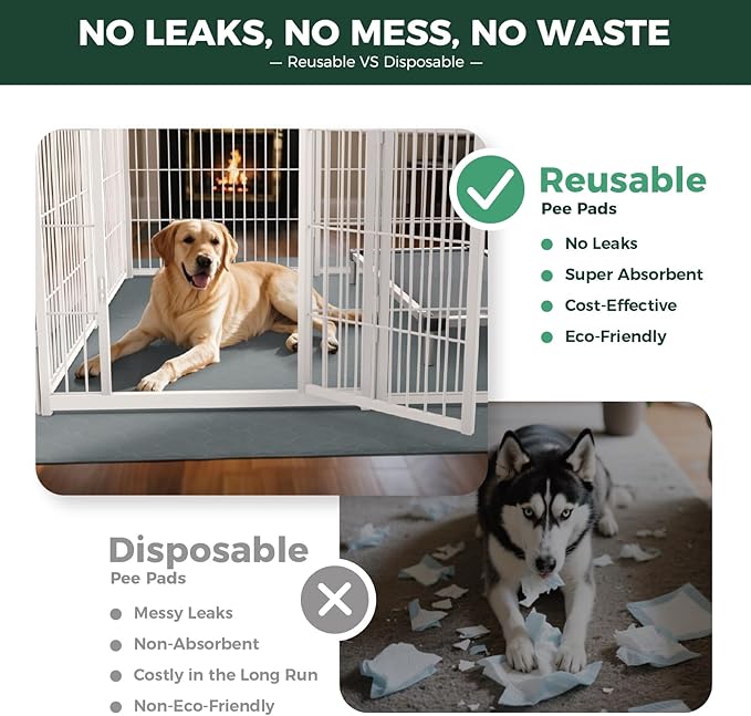 FXW Washable Pee Pads for Dogs, Puppy Pads with Super Absorbent, Specifically Designed for FXW Rollick/Homeplus 24inch 6 Panels Dog Playpen, 31" Hexagon, Gray, 1 Pack