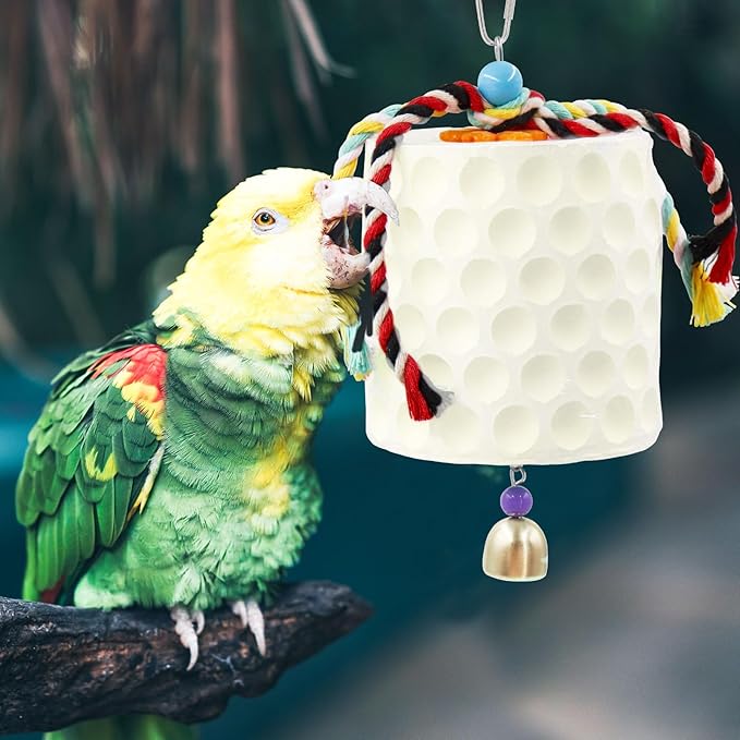 Extra Large Bird Chewing Toy, Parrot Beak Grinding Calcium Stone with Bells, Bird Cage Accessories, Cage Toys for Cockatiel Parakeet Parrot Budgies Rat Hamster Chinchilla Rabbit Bunny African Grey