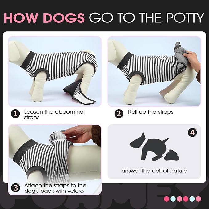 FUAMEY Dog Recovery Suit Male,Dogs Surgery Neuter Suits Puppy Spay Shirts for Female Protect Dog's Skin Anti Licking Abdominal Wounds Doggie Onesie Pet Bodysuit Alternative to Cone Gray Stripes L