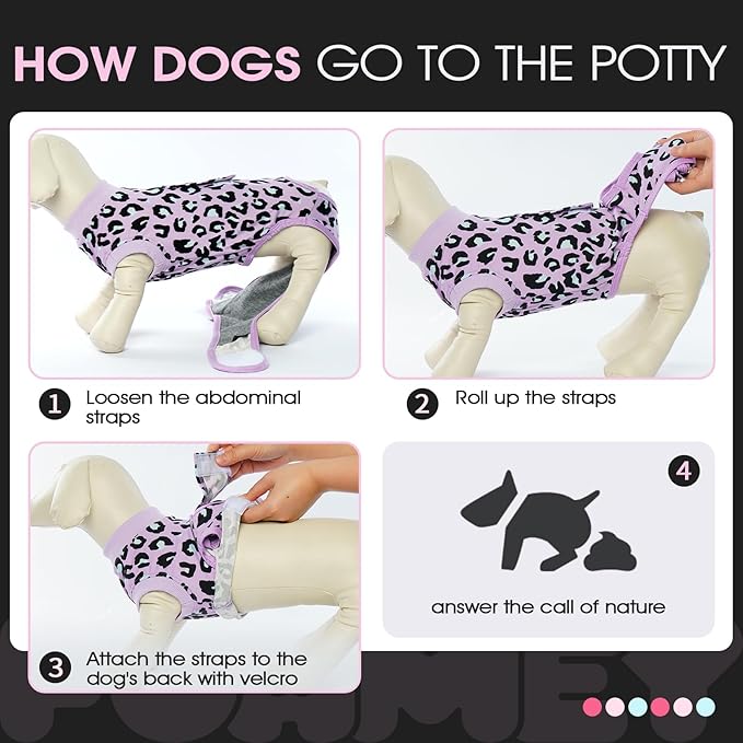 FUAMEY Recovery Suit for Dogs After Surgery,Soft Breathable Dog Bodysuit E-Collar & Cone Alternative Surgical Suit,Male Female Dog Neuter Spay Suits Anti Licking Wounds Onesie Purple Leopard XXL