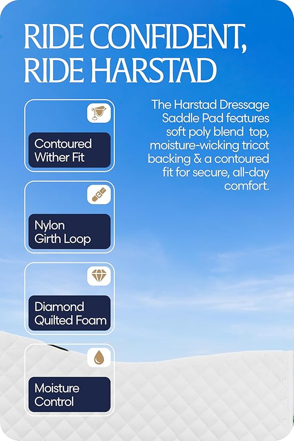 Equinavia Harstad Dressage Saddle Pad | Classic & Durable | Moisture-Wicking Tricot Backing