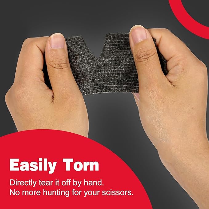 AZEN 120 Pack Self Adhesive Bandage Wrap Black, 2" X 5 Yards Black Athletic Tape, Vet Wrap, Ankle Tape, Cohesive Bandage Wrap