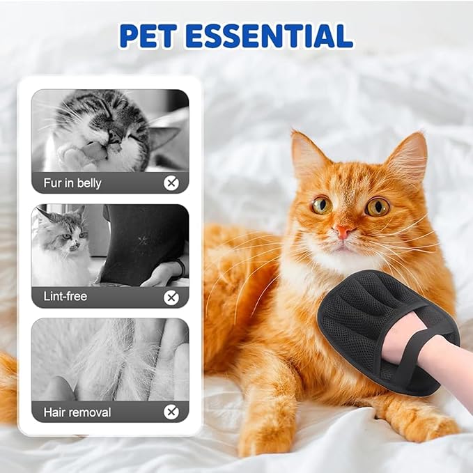 2025 New Upgrade Pet Hair Remover Electrostatic Gloves, Reusable Pet Hair Removal Glove, Cat & Dog Hair Removal Tool for Couch, Furniture, Carpet, Car Seat, Pet Grooming
