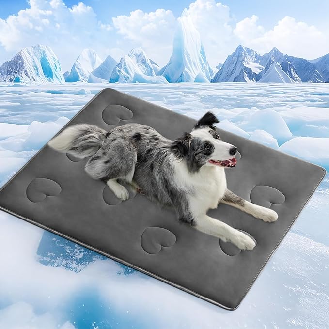 Cooling Blanket for Dogs, Lightweight & Durable Dog Cooling Mat, Q-MAX>0.45 Soft Breathable Pets Comforter for Couch, Bed & Car Essential - Dark Grey 50x60 Inches