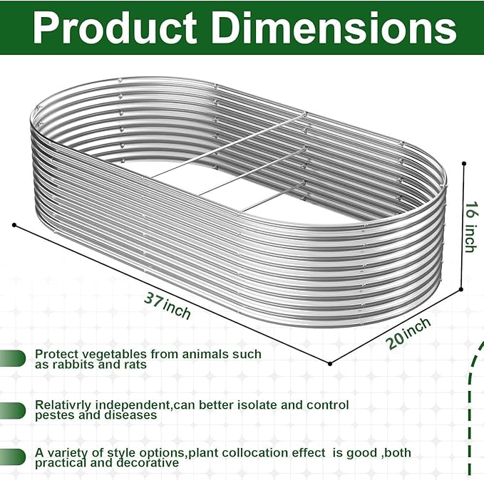 FRIZIONE 2pcs Tall Galvanized Raised Garden Bed Outdoor,Steel Garden Bed for Vegetables,Above Ground Garden Box for Flower,Metal Raised Beds for Gardening