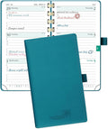 POPRUN 2026 Pocket Planner (Slim Size 3.5" x 6.5") Weekly and Monthly Calendar for Purse, with Hourly Time Slots, 100GSM Thick Paper, Spiral Soft Cover, Pen Holder - Pacific Green