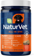 NaturVet All-In-One Puppy Daily Care, 6-In-1 Support Dog Soft Chews to Help Bones, Joints, Digestion, Teeth, Cognition, and More, Hickory Smoked Bacon Flavored Pet Supplement for Puppies, 60 Count Jar