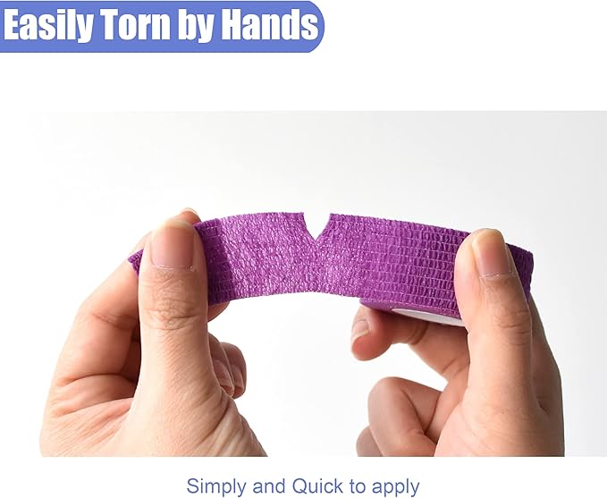 9 Pack 1" x 5 Yards Self Adhesive Bandage Wrap Self Stick Wrap for Ankle, Wrist, Finger, Sports, Breathable Cohesive Vet Tape for Pets (Purple)