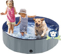 Foldable Dog Bath Swimming Pool Plastic Kiddie Pool Professional Tub Collapsible Grooming Bathtub for Pets Kids Baby and Toddler, 48 x 12 Inches Gray