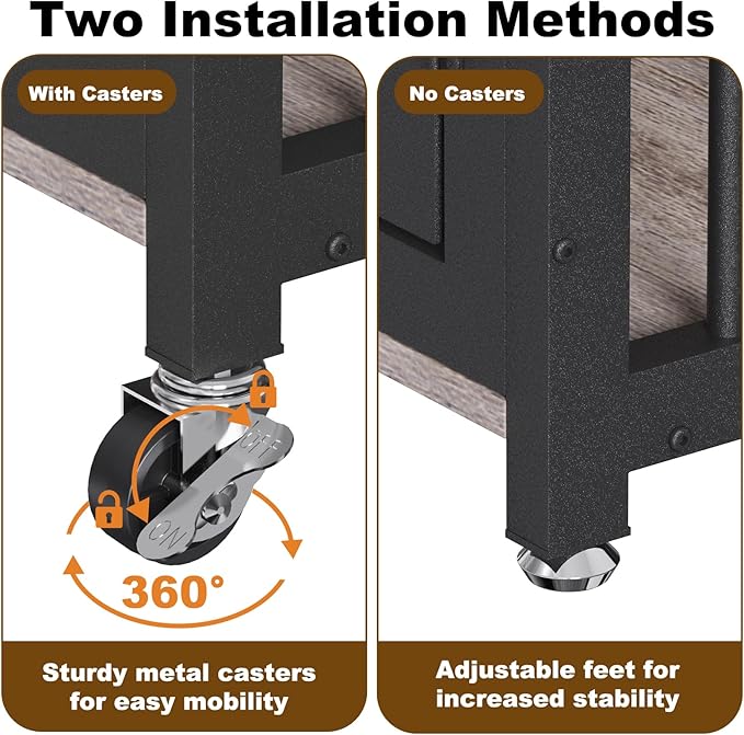 EasyCom 48"/42"/33" XXL Dog Crate Furniture with Casters, Heavy Duty Dog Kennel Indoor for Large Dogs, Escape-Proof and Chew-Proof Dog Cage for high Anxiety Dog, Decorate House as TV Stand, End Table