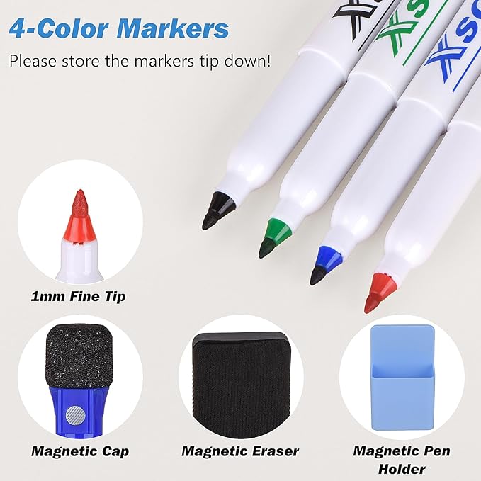 POPRUN Weekly Dry Erase Calendar for Wall & Glass & Wooden, Non-Magnetic Planning Board with Time Slots, Self-Adhesive Wall Schedule Board for Home and Office, 23.6" × 15.7"