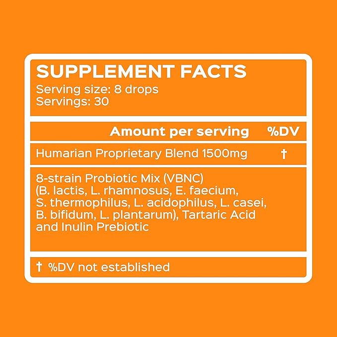 Humarian Probonix Liquid Probiotics for Dogs - 8-Strain Dog Probiotic Drops to Fortify Canine Gut Health, Dental Health, Immunity and More - 30-Day Supply - Liver Flavor