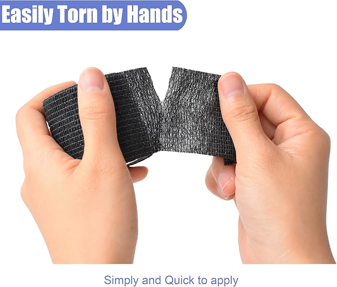 9 Pack 2" x 5 Yards Self Adhesive Bandage Wrap Self Stick Wrap for Ankle, Wrist, Finger, Sports, Breathable Cohesive Vet Tape for Pets (Black)