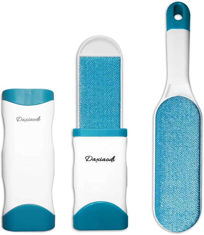 2 Pack Furniture Lint Remover Brushes, Double Sided Self Cleaning Loose Hair Catcher for Pet, Hair Cleaner for Clothes, Sofa, Carpet