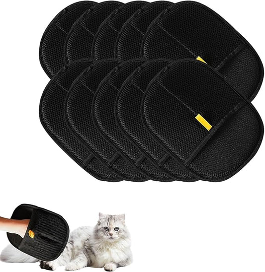 2025 Upgraded Pet Hair Removal Glove |Double-Sided – Reusable Grooming & Bathing Glove for Dogs and Cats |Soft Silcone Touch |Easy Deshedding and Cleaning Mitt (Black, 10 PCS)