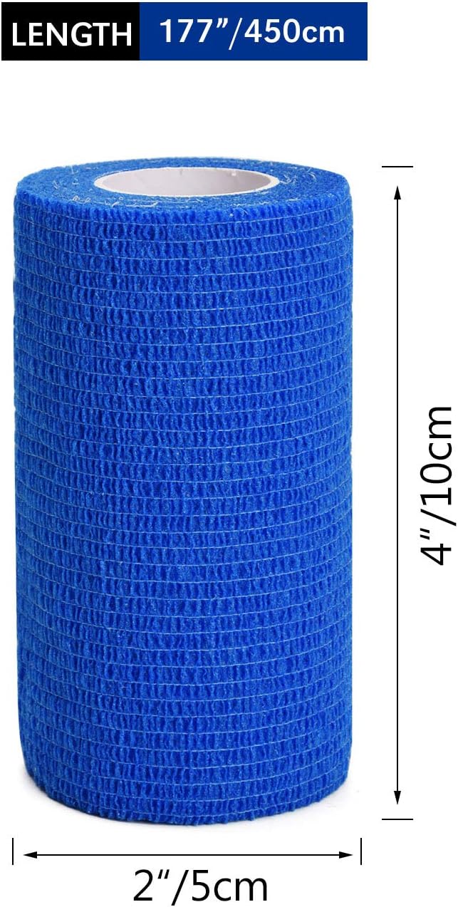 TOBWOLF 12PCS Self Adhesive Bandage, 4" x5yd / 10cmx4.5m Elastic Cohesive Bandage Wrap Athletic Gauze Roll, Non Woven Bandage Tape for Wrist Ankle Knee Leg Sprains Swelling - Navy Blue