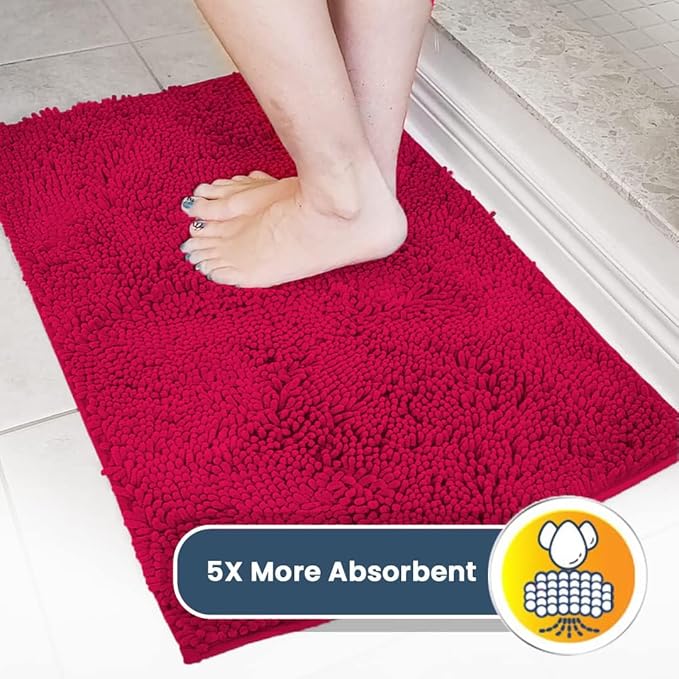 Muddy Mat® Shown on TV – Super Absorbent Door Mat Indoor, Microfiber Quick Dry Chenille Entryway Rug, Non-Slip Front Door Mat, Indoor Mats for Entryway, Machine Washable Pet Rug, Maroon 36"x60"