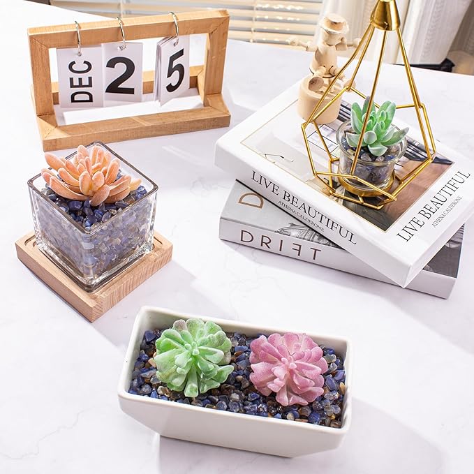 0.5 Lb/230g Blue Agate Crushed Stone Tumbled Chips Bulk, Natural Polished Aquarium Gravel Rocks Crystals Stones Decorative Fish Tank Pebbles Vase Filler - 5-7mm