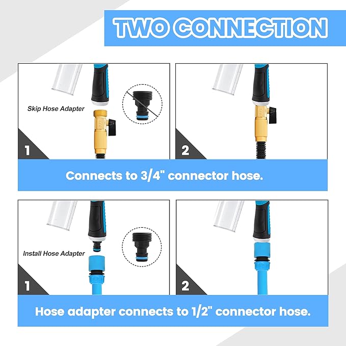 Dog Washing Hose Attachment, 10-in-1 Soap Sprayer Moden Garden Hose Nozzle with 100cc Soap Dispenser, Dog Wash Supplies with Dog Bath Brush & Pet Comb, Foam Gun Car Wash Sprayer (Blue)