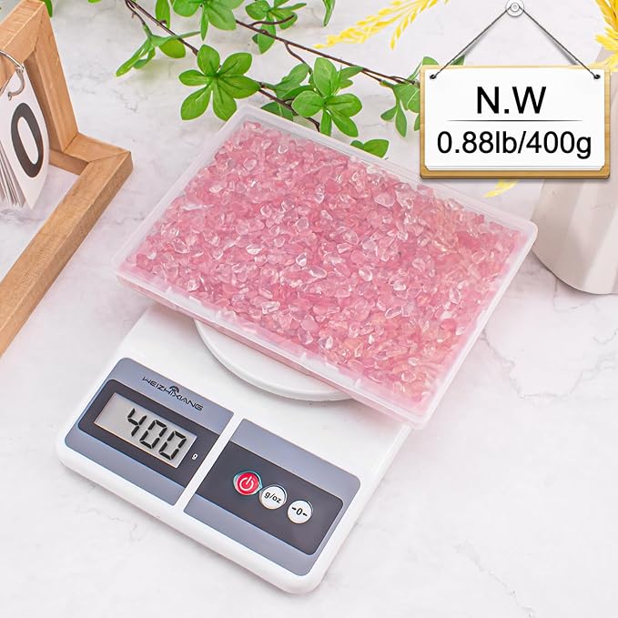 0.88 Lb Red Crystal Chips Stone Crushed Quartz Glass, Small Decorative Pebbles Bulk Tumbled Stones Polished Rocks Pieces for Crafts, Vases Filler, Succulent Plants, Aquarium Gravel Rocks