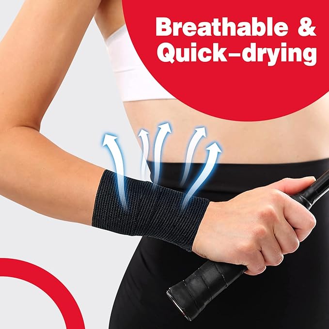 AZEN 8 Pack Self Adhesive Bandage Wrap, 2" X 5 Yards Elastic Cohesive Bandage Wrap, Black Athletic Tape, Vet Wrap, Ankle Tape, Tattoo Grip Tape Wrap