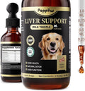 Milk Thistle for Dogs – 9-in-1 Liver and Kidney Support Drops with Artichoke, Resveratrol, Marigold Extract, 100% Natural Detox Supplement for Liver Function, Split Dropper, Bacon Flavor, 2Oz