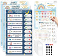 Upgraded Slider 4 in 1 Reward Chart for Kids, Reusable Bedtime/Morning/Daily Routine Chart for Kids, Magnetic Chore Chart for Kids Toddlers, Sticker Chart for Kids Behavior Chart for Kids at Home