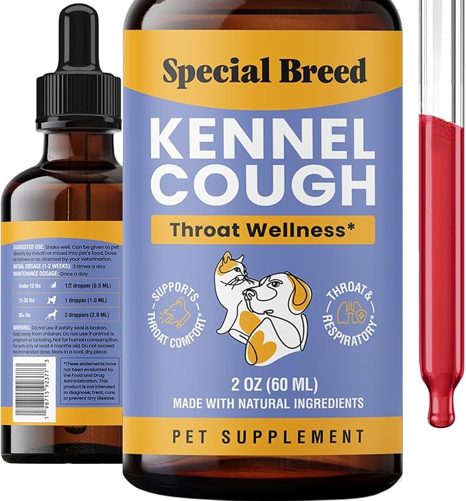 Cough Support for Dogs & Cats, Dry and Wet, Respiratory & Cold, Made in USA, 2oz