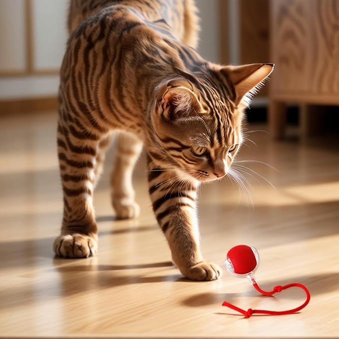 Electric Cat Toy - Automatic Rolling cat Toy with Motion sensors, Designed for Indoor Cats, Suitable for Solo Play (USB Rechargeable) (Greener)