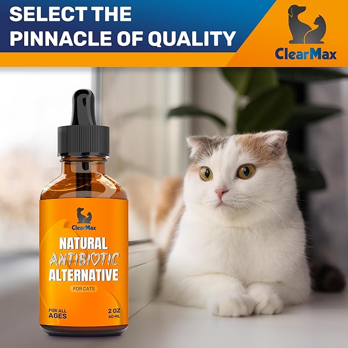 Cat Antibiotic to Help with Cough & Allergies – Antibiotics for Cats to Aid with UTIs and Digestive Moments – HIPS & Joints Support – Attractive Chicken Taste – 2 Oz Bottle