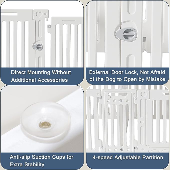 2 Room Dog Playpen with Door,DIY Shape Combination Puppy Pen,16-Panel+2 Link Piece+Large Door+Small Door,25.5" H Dog Fence,Non-Slip&Secure Pet Gate,Easy to Assemble