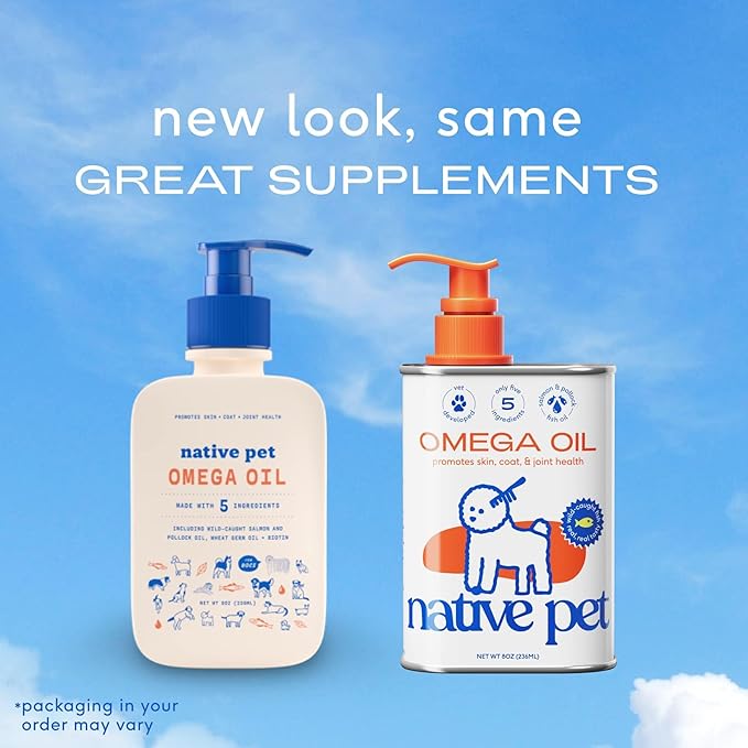 Native Pet Omega Oil for Dogs & Pumpkin for Dogs | Dog Fish Oil Supplements | All-Natural, Organic Pumpkin Fiber for Dogs | 8 Oz. Omega Oil & Pumpkin Powder