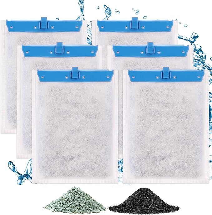 fishkeeper 6 Pack Large Filter Cartridges Compatible with Tetra Whisper Bio-Bag Filters Replacement Filter Cartridges for Whisper Power Filters 20i/40i /IQ20/30/45/60 PF20/30/40/60(Ready to Use)