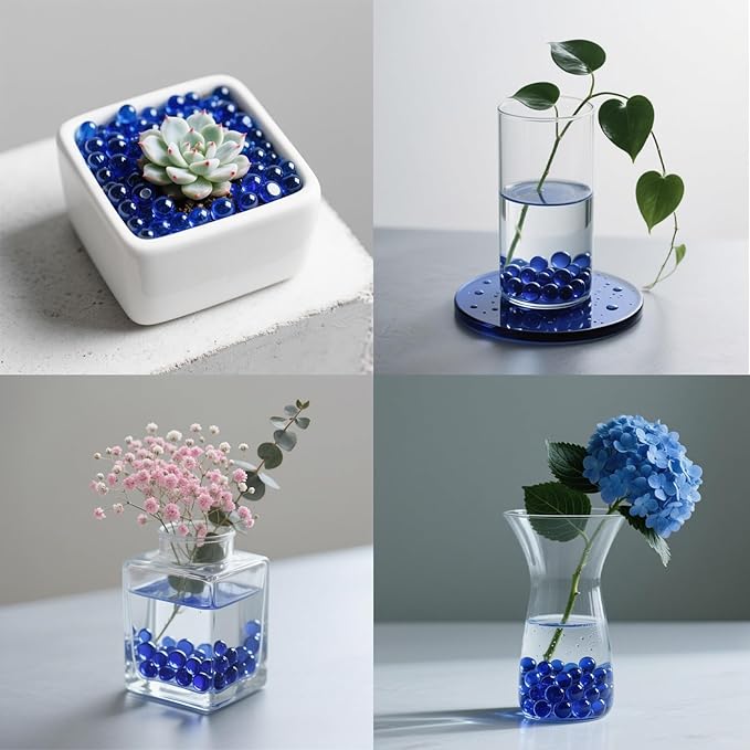 0.96LB Glass Beads Vase Filler Aquarium Gravel Decor Flat Glass Marbles Gems Pebbles Fish Tank Rocks Home Decorative Art Craft - Cobalt Blue
