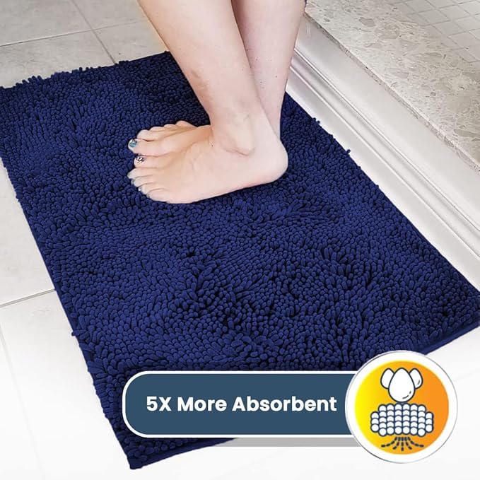 Muddy Mat® Original Dog Door Mat for Muddy Paws, Super Absorbent Microfiber, Non-Slip Washable Pet Rug, Quick Dry Chenille Entryway Carpet, Machine Washable Indoor Outdoor mat, Navy Blue 24"x120"